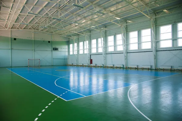 Interior Salão Esportes Escola Para Jogar Basquete Vôlei Handebol Esportes — Fotografia de Stock