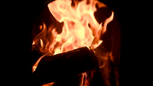Fuego Arde Una Chimenea Fuego Para Mantener Calor Hermoso Fuego — Vídeo de stock