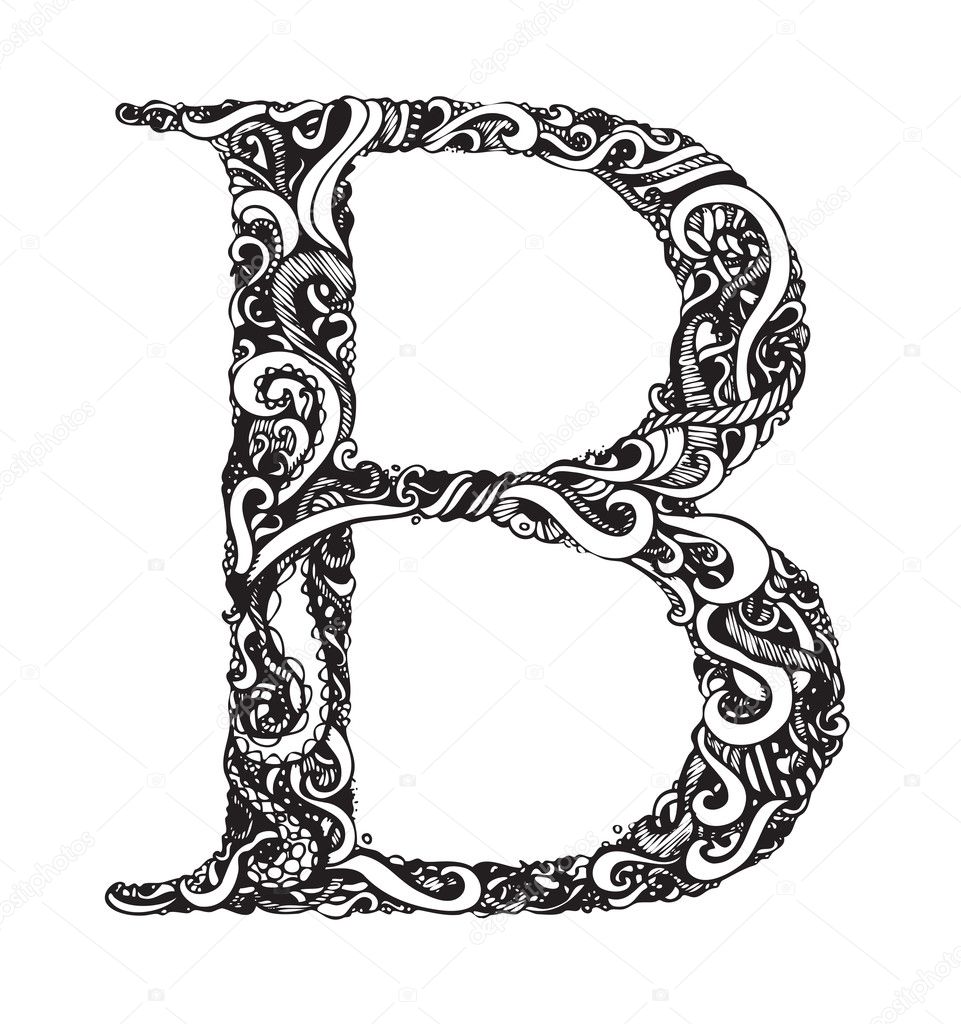 Capital Letter B - Elegant Vintage Swirly Style