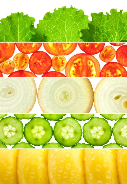 Vegetable banners collection - Set of 6 different mackro backgro — Stock Photo, Image