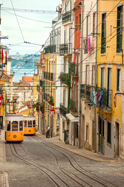 Two Lisbon's Gloria Funiculars - Portugal, Europe