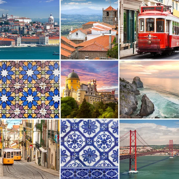 Portugiesische Reise-Collage - die berühmtesten Orte Portugals, — Stockfoto