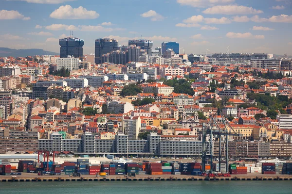 Port, Containers , New and Old districts of Lisbon, Portugal — Stock Photo, Image