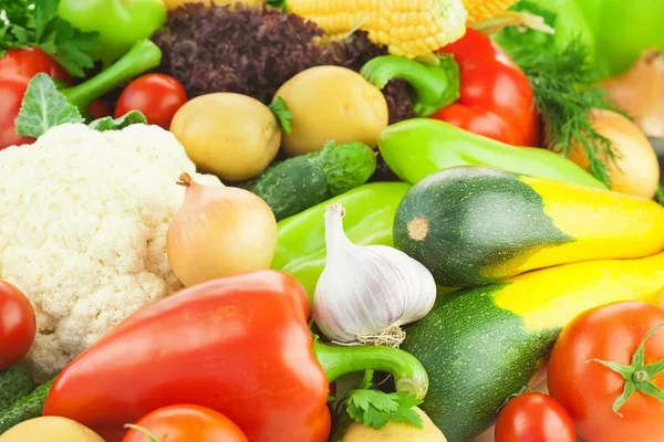 Verduras orgánicas frescas y saludables - Información sobre los alimentos — Foto de Stock