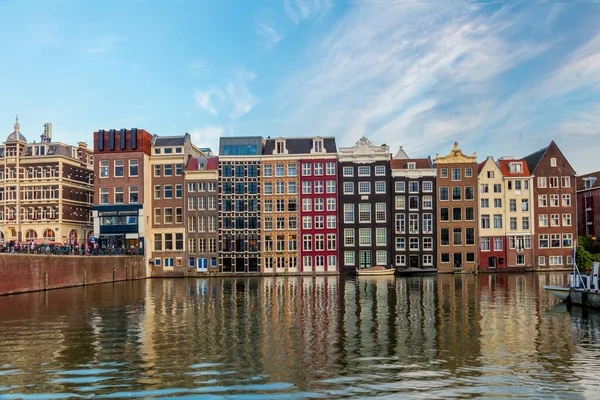 Maisons Célèbres Amsterdam Les Maisons Tiennent Dans Eau Ont Beau — Photo