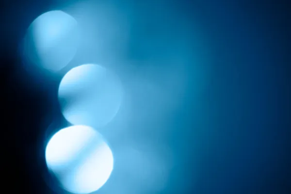 Real Bokeh Lens Background Festive Blue Lights Defocus Backdrop — Stock Photo, Image