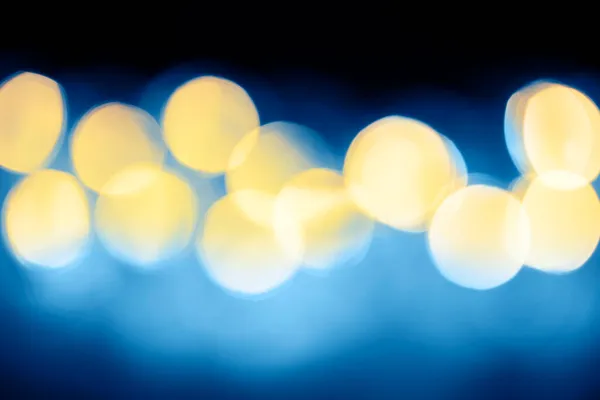 Real Bokeh Lens Background Festive Golden Lights Defocus Backdrop — Stock Photo, Image