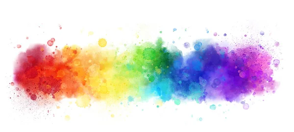 Arco Iris Acuarela Banner Fondo Blanco Pura Acuarela Vibrante Colores — Foto de Stock