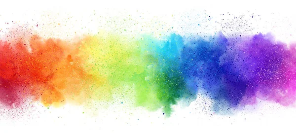 Rainbow Watercolor Banner Background White Pure Vibrant Watercolor Colors Creative — Stock Photo, Image