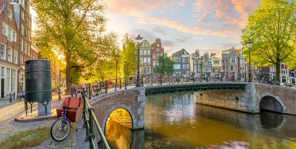 Soul Amsterdam Early Morning Amsterdam Old Houses Bridges Bicycles Famous — Stock Photo, Image