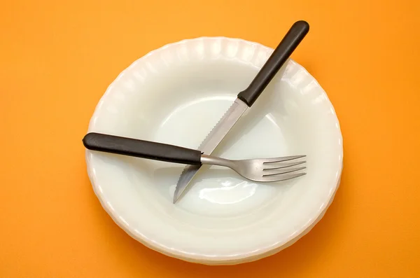 Deska nůž a vidlička. — Stock fotografie