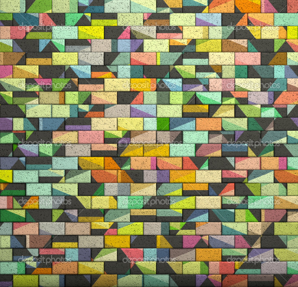 3d mosaic tile brick wall in multiple color pattern — Stock Photo