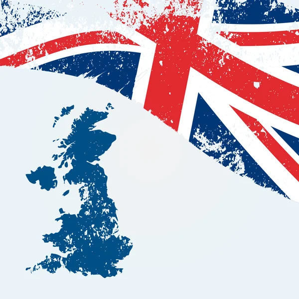 Mapa britânico ou britânico com bandeira — Vetor de Stock