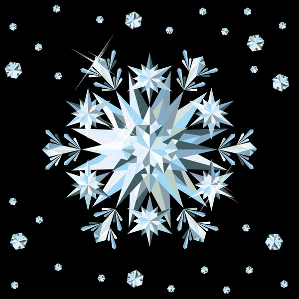 Diamante tarjeta de copo de nieve, vector de ilustración — Vector de stock