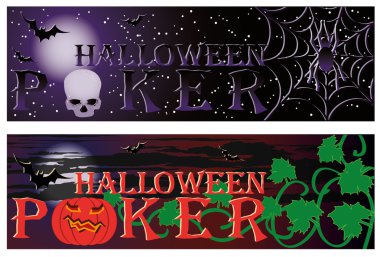 iki poker Cadılar Bayramı afiş. vektör çizim