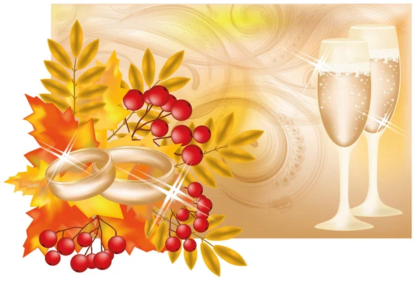 Herbst Hochzeitsbanner, Vektorillustration — Stockvektor