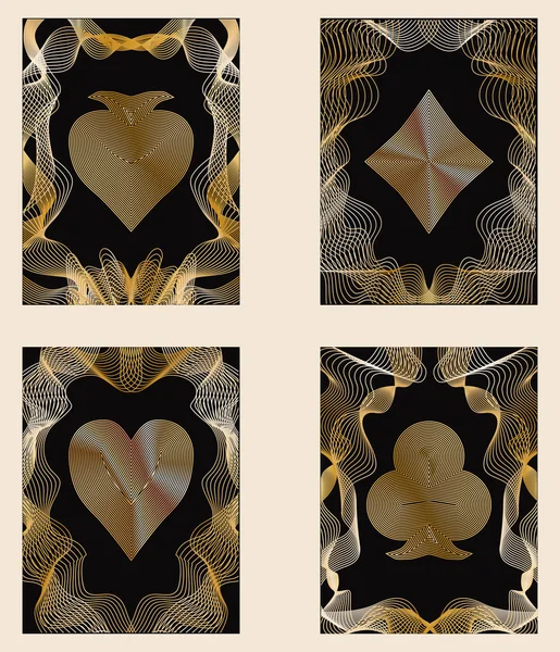 4 つの黄金の火かき棒カード、ベクトル イラスト — ストックベクタ