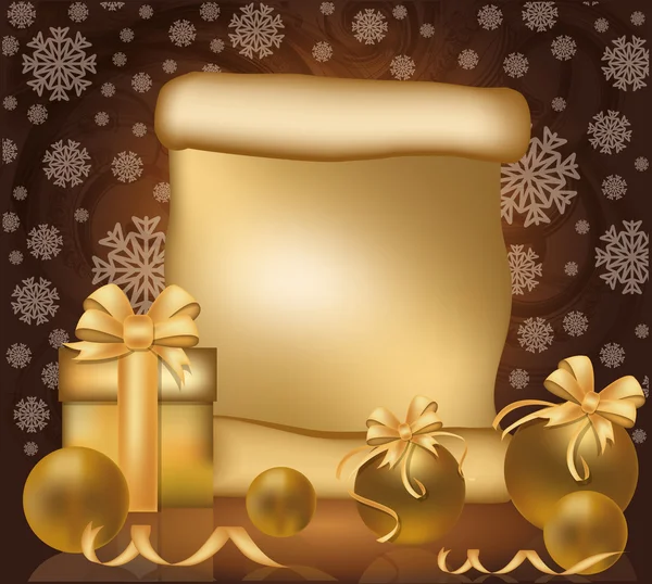 Christmas golden card, vector illustration — Stock Vector