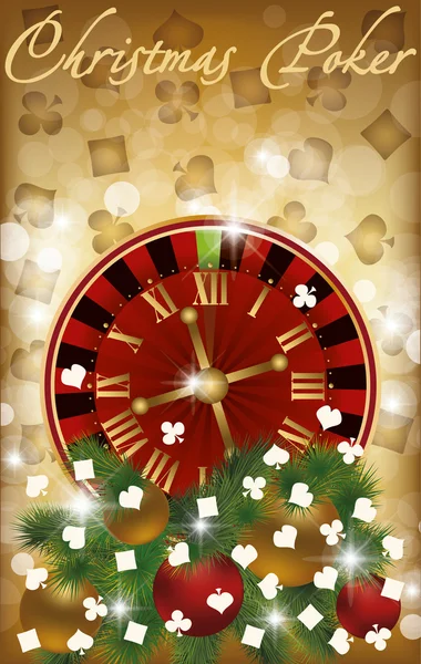 Feliz Navidad cartel de póquer, vector de ilustración — Vector de stock