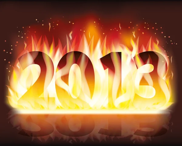 Fogo 2013 Banner de ano novo, ilustração vetorial — Vetor de Stock