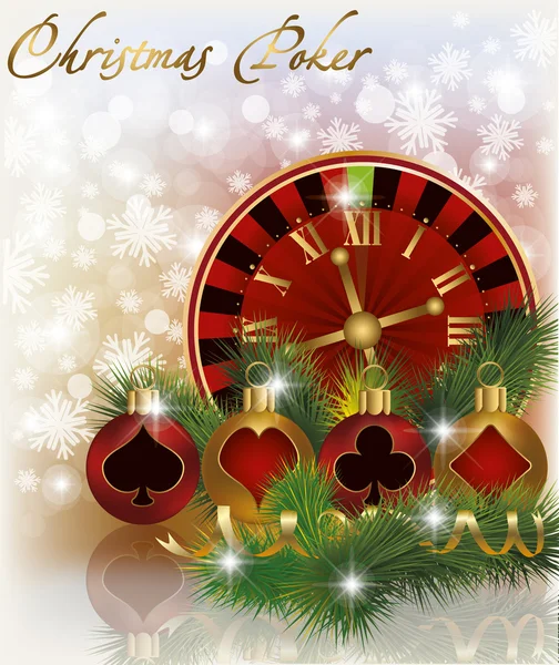 Kerstmis poker achtergrond, vectorillustratie — Stockvector