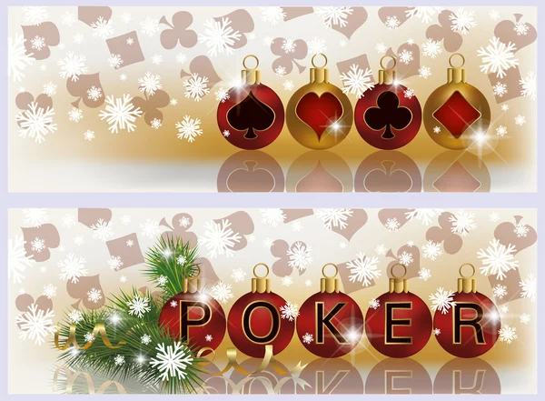 Рождественские покерные баннеры, векторные иллюстрации — стоковый вектор