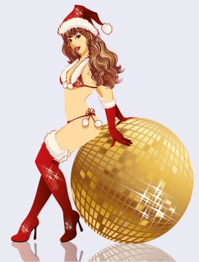seksi Noel Baba kız, vektör çizim