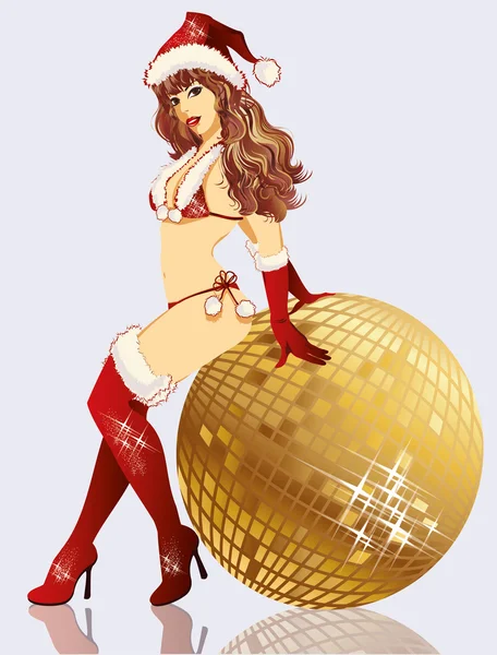 Menina sexy de Santa, ilustração vetorial — Vetor de Stock