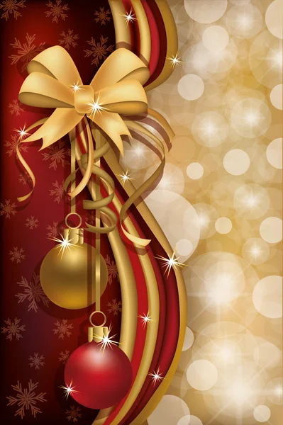 Merry christmas rode gouden banner, vectorillustratie — Stockvector