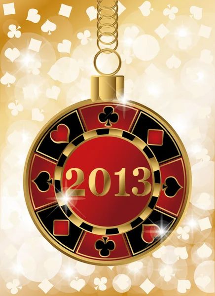 Christmas casino banner with 2013 poker chip, vector illustration — Stock Vector