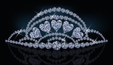 Diamond princess diadem yürekleri, vektör çizim