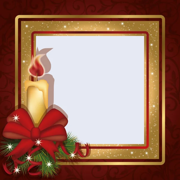 Christmas invitation photo frame scrapbooking, vector illustration — Stock Vector