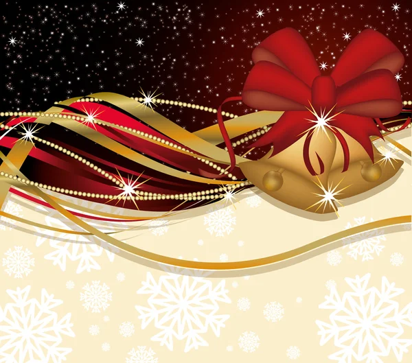 Banner de Navidad con campanas doradas, ilustración vectorial — Vector de stock