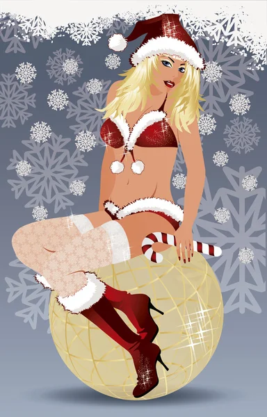 Femme sexy portant costume clause Père Noël, illustration vectorielle — Image vectorielle