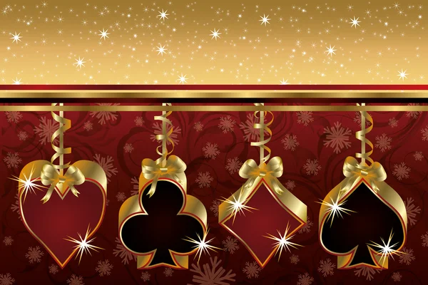 Tarjeta de felicitación de poker de Navidad, ilustración vectorial — Vector de stock