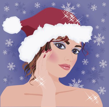 güzel bir Noel kız, vektör çizim