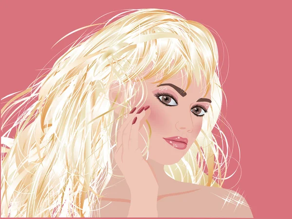 Блондинка гламурна дівчина моди, Векторні ілюстрації — стоковий вектор