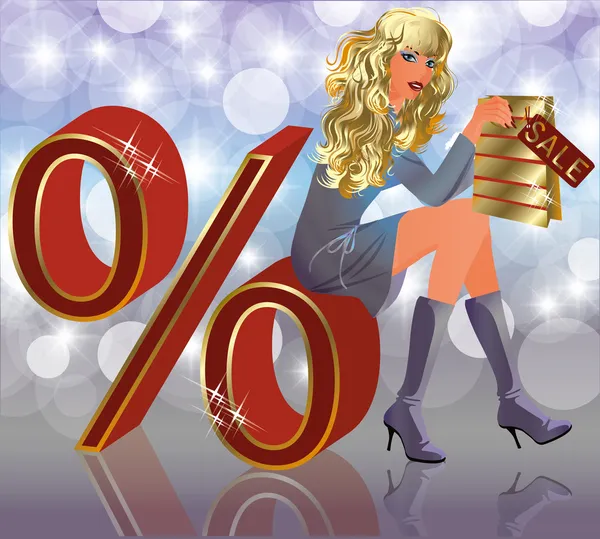Sprzedaż blondynka, ilustracji wektorowych — Wektor stockowy