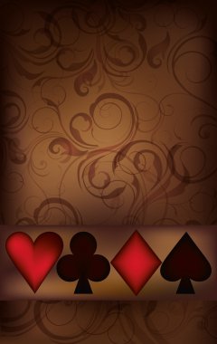 Casino poker elemanları, vektör çizim ile tebrik kartı