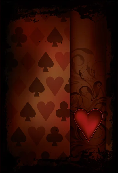 Hearts Poker card in retro style, vector illustration — Stock Vector