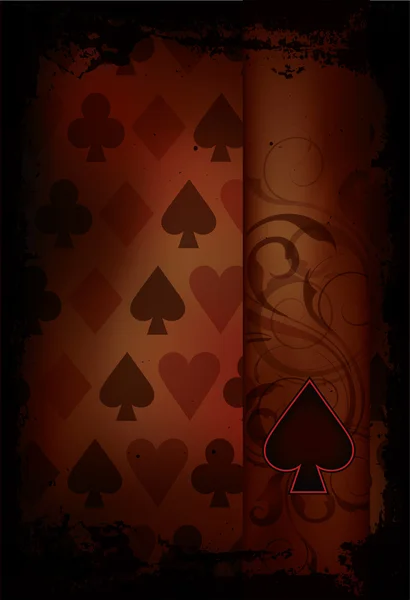 Spades Poker card in retro style, vector illustration — Stock Vector