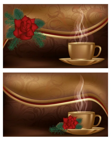 Deux bannières d'amour avec café, illustration vectorielle — Image vectorielle