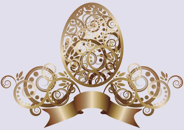 Œuf de Pâques avec des éléments floraux, illustration vectorielle — Image vectorielle