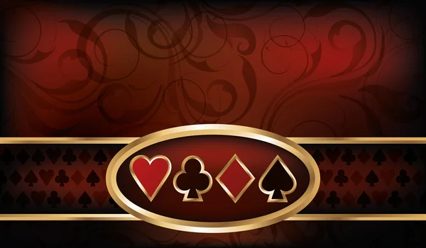 Визитная карточка казино с покерными элементами, векторная иллюстрация — стоковый вектор