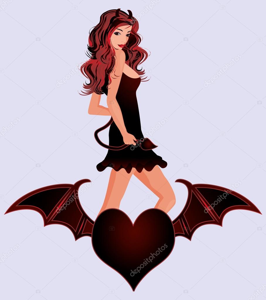 Sexy devil girl, vector illustration