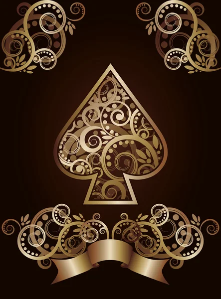 Pik-Ass-Poker-Spielkarten, Vektorillustration — Stockvektor