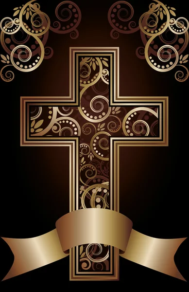 Carta croce cristiana, illustrazione vettoriale — Vettoriale Stock