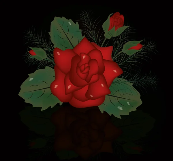 Fleur Rose Rouge, illustration vectorielle — Image vectorielle