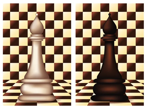 Bispo de xadrez branco e preto, ilustração vetorial —  Vetores de Stock