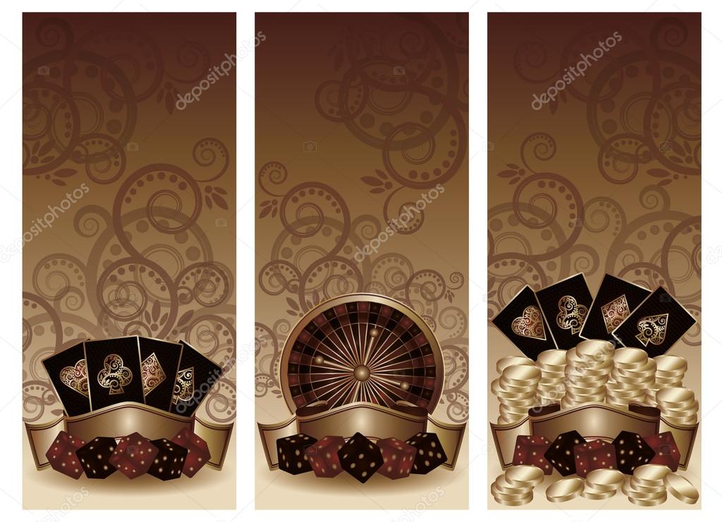 Set vintage casino banners, vector illustration